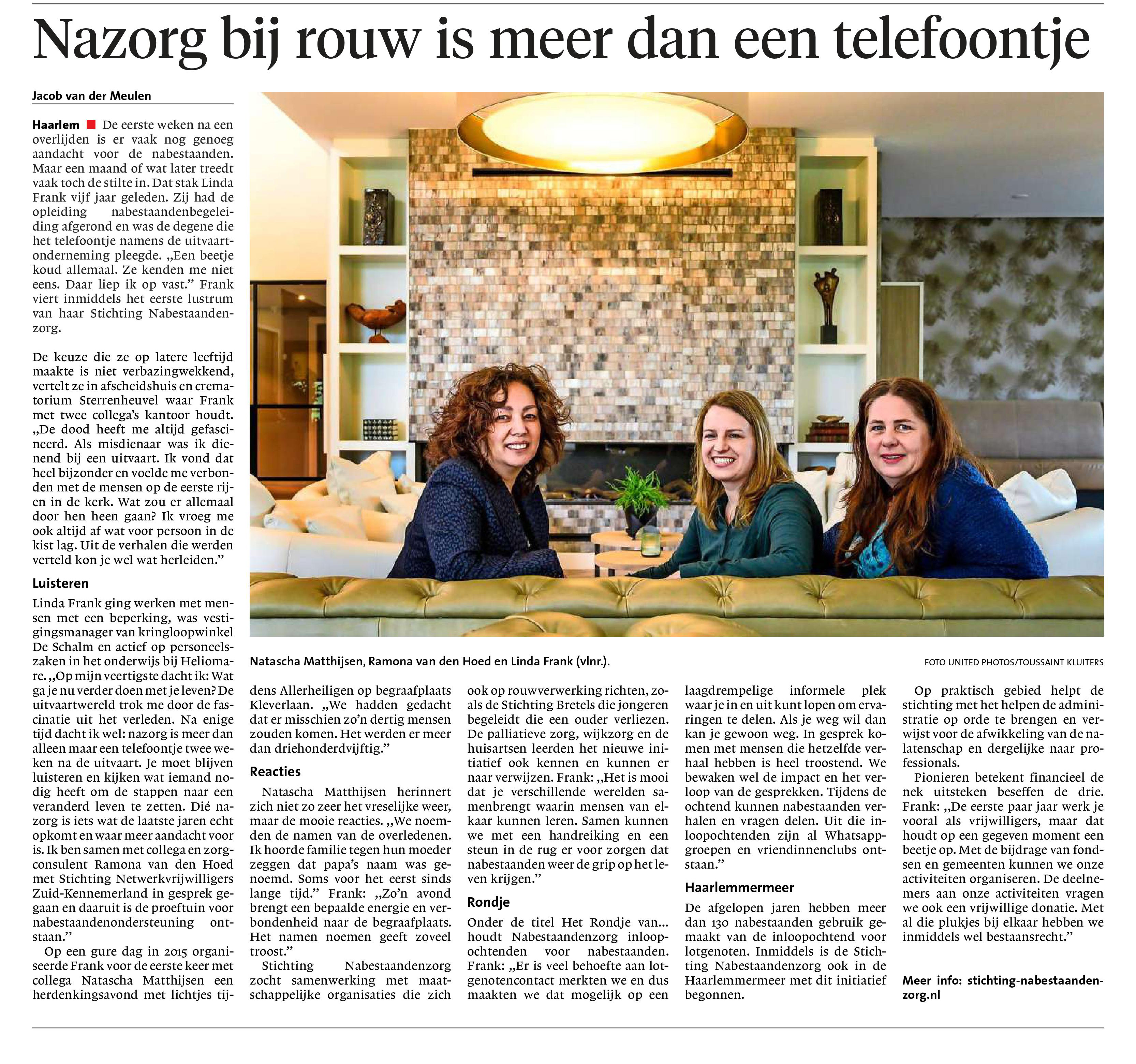 Zorg voor nabestaanden is meer dan een telefoontje 2 weken na de uitvaart