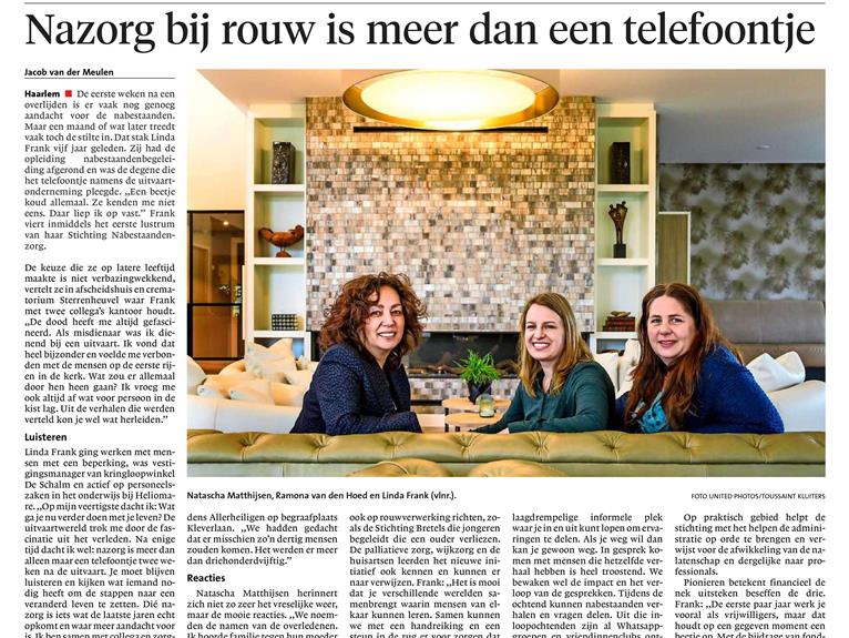Zorg voor nabestaanden is meer dan een telefoontje 2 weken na de uitvaart